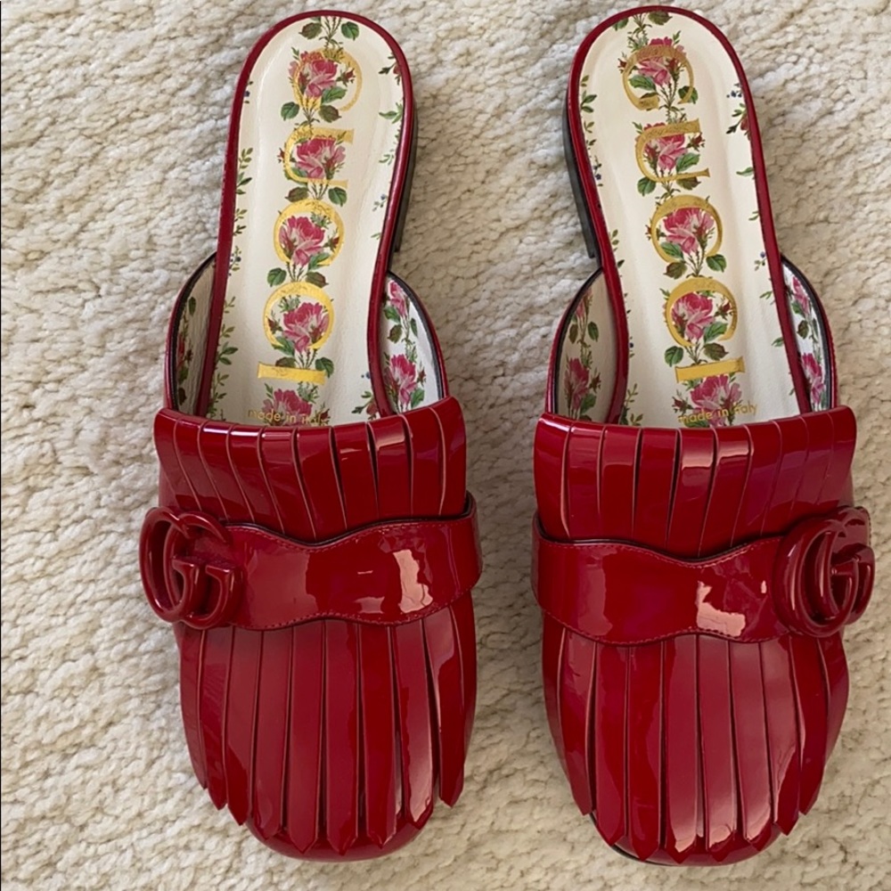 Gucci double G Vernice Crystal Mule